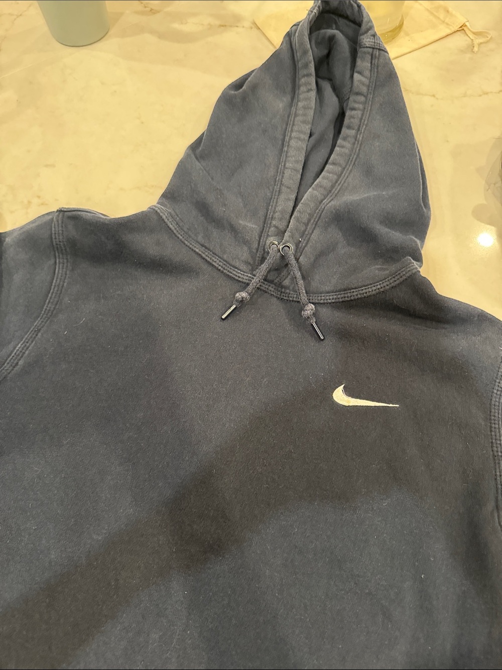 Nike Navy Blue Pullover Hoodie with White Swoosh